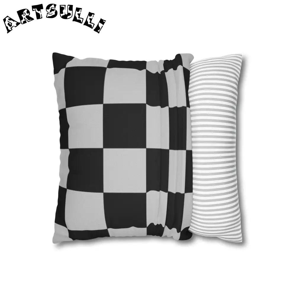 Black and White Checkered Throw Pillowcase, Artsulli - Art is Long, Life is Short, Home Decor, , , , , , , 
