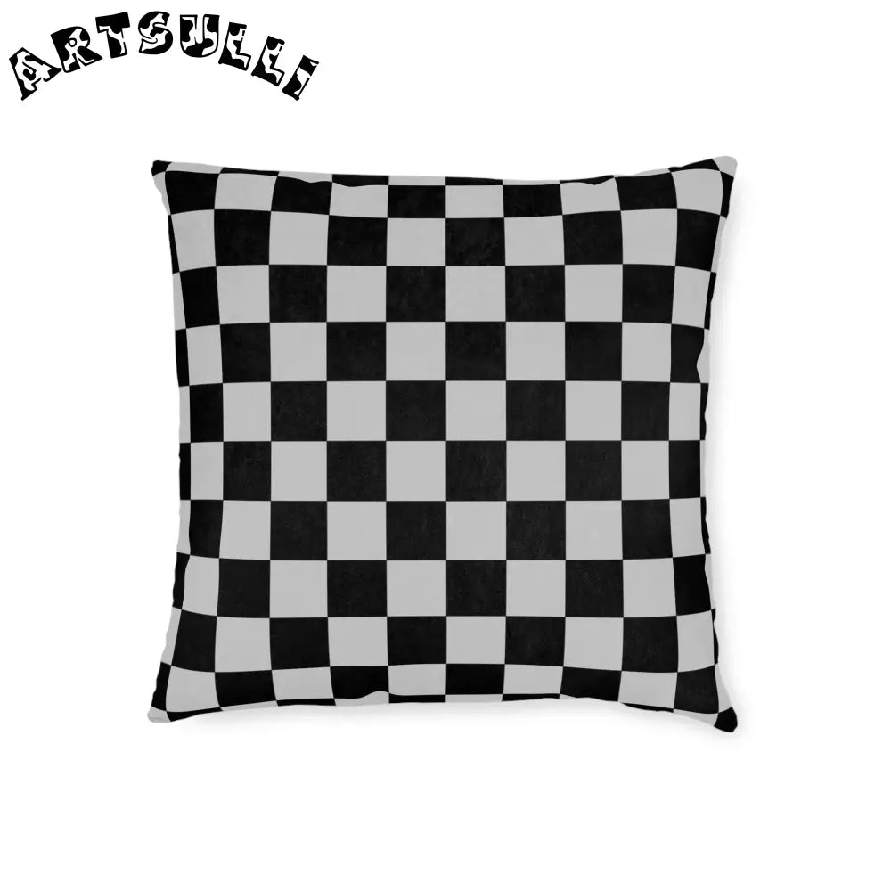 Black and White Checkered Throw Pillow, Artsulli - Art is Long, Life is Short, Home Decor, Size, 18" × 18", , , , , 33027116494094297898