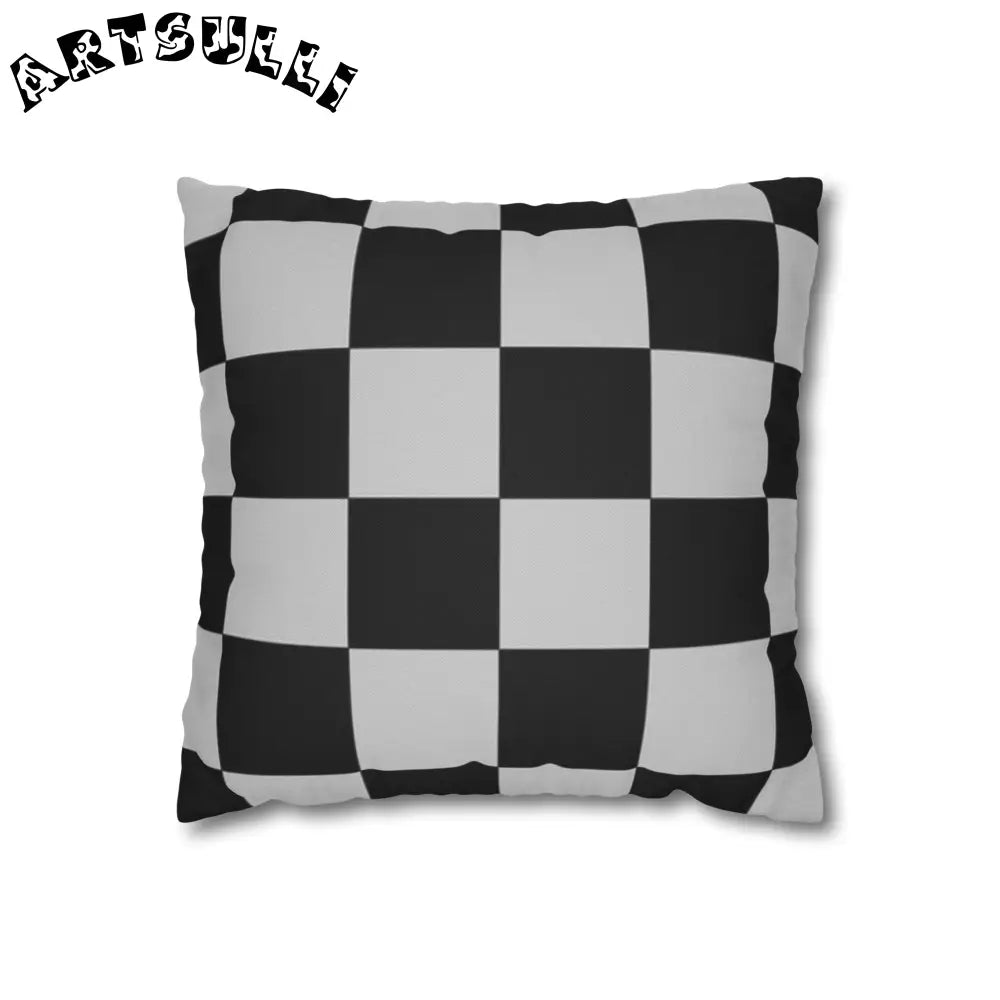 Black and White Checkered Throw Pillow, Artsulli - Art is Long, Life is Short, Home Decor, Size, 14" × 14", , , , , 10252630924593456661