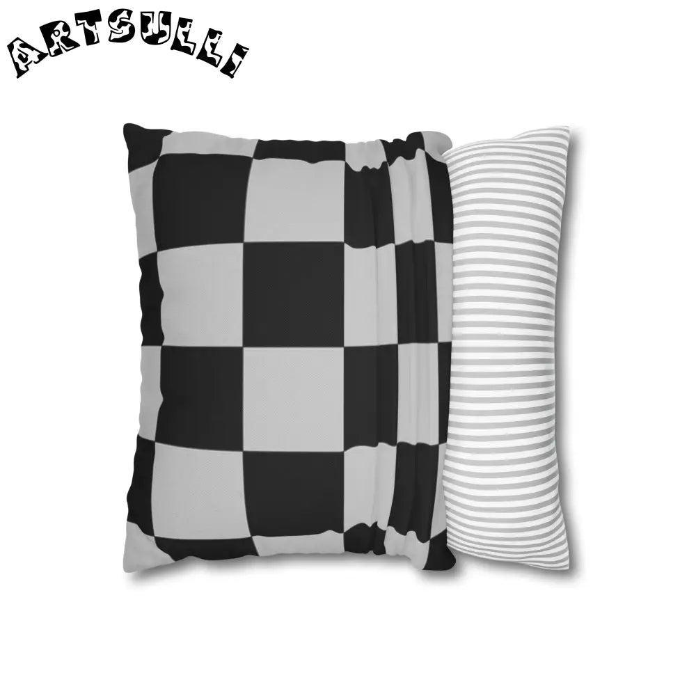 Black and White Checkered Throw Pillowcase, Artsulli - Art is Long, Life is Short, Home Decor, , , , , , , 