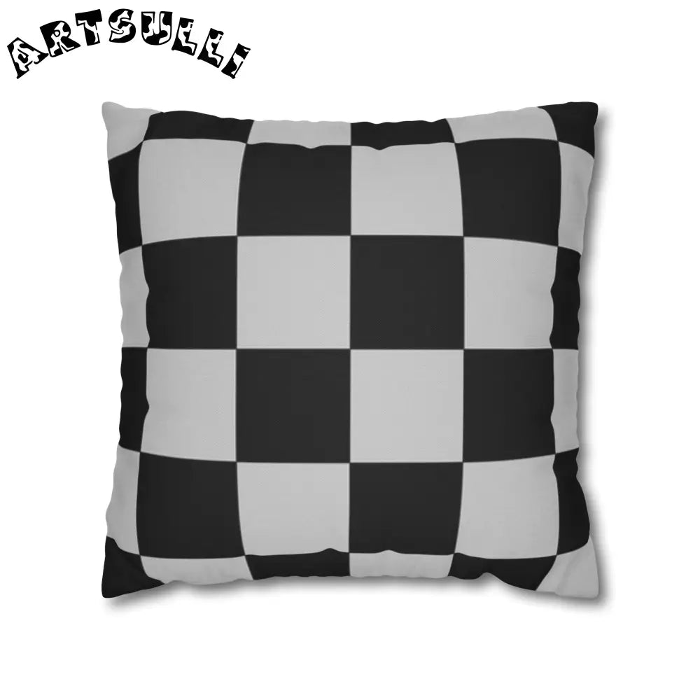 Black and White Checkered Throw Pillowcase, Artsulli - Art is Long, Life is Short, Home Decor, Size, 18" × 18", , , , , 27856009213844443162