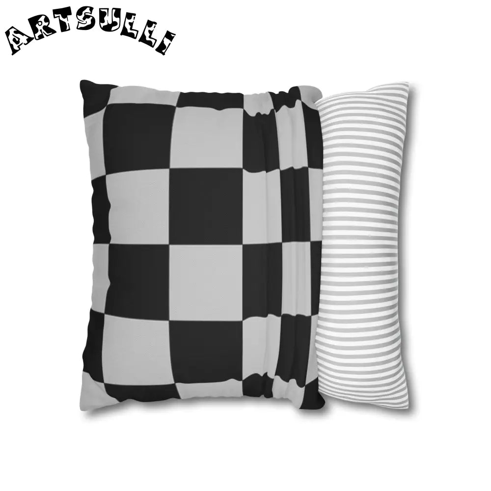 Black and White Checkered Throw Pillowcase, Artsulli - Art is Long, Life is Short, Home Decor, , , , , , , 