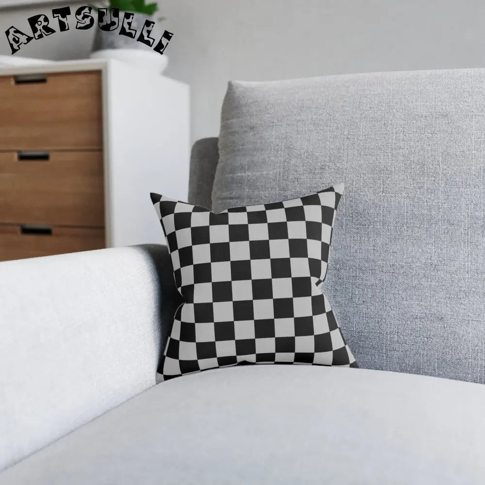 Black and White Checkered Throw Pillow, Artsulli - Art is Long, Life is Short, Home Decor, , , , , , , 