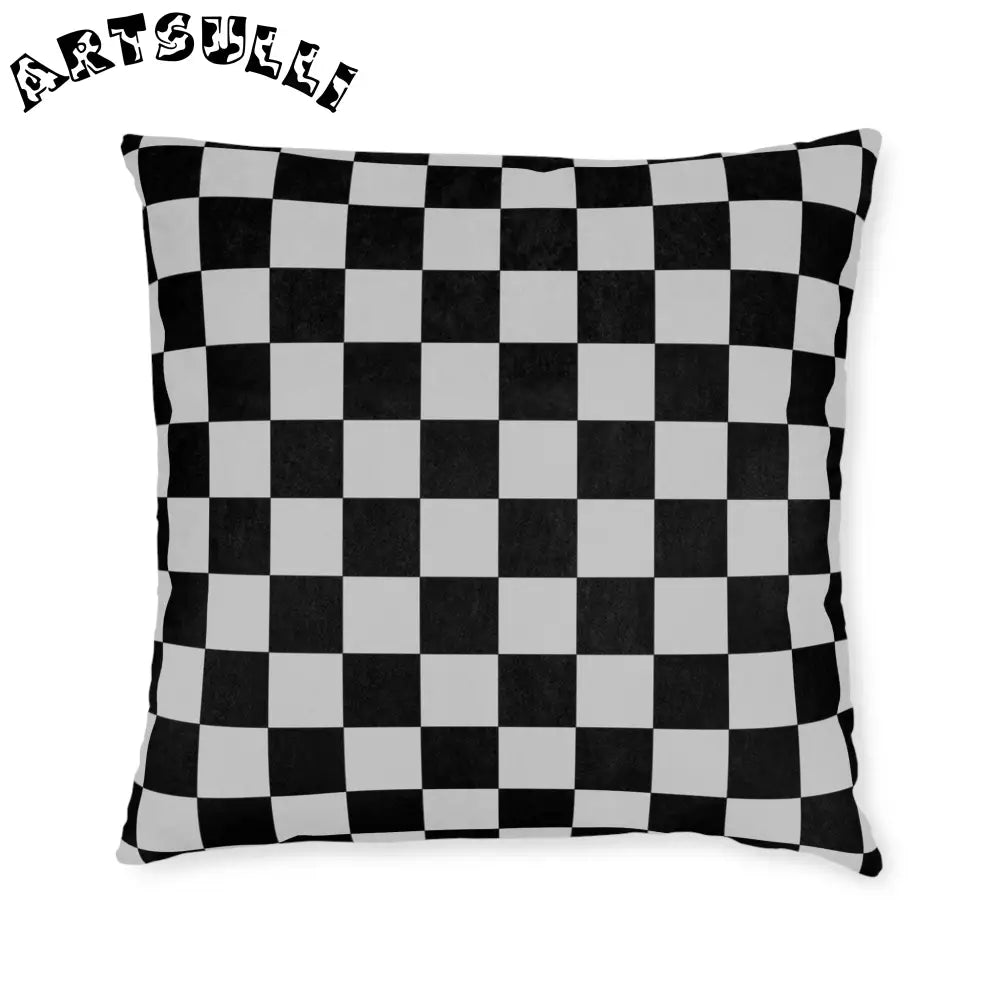 Black and White Checkered Throw Pillow, Artsulli - Art is Long, Life is Short, Home Decor, Size, 22" × 22", , , , , 11872553208577234661