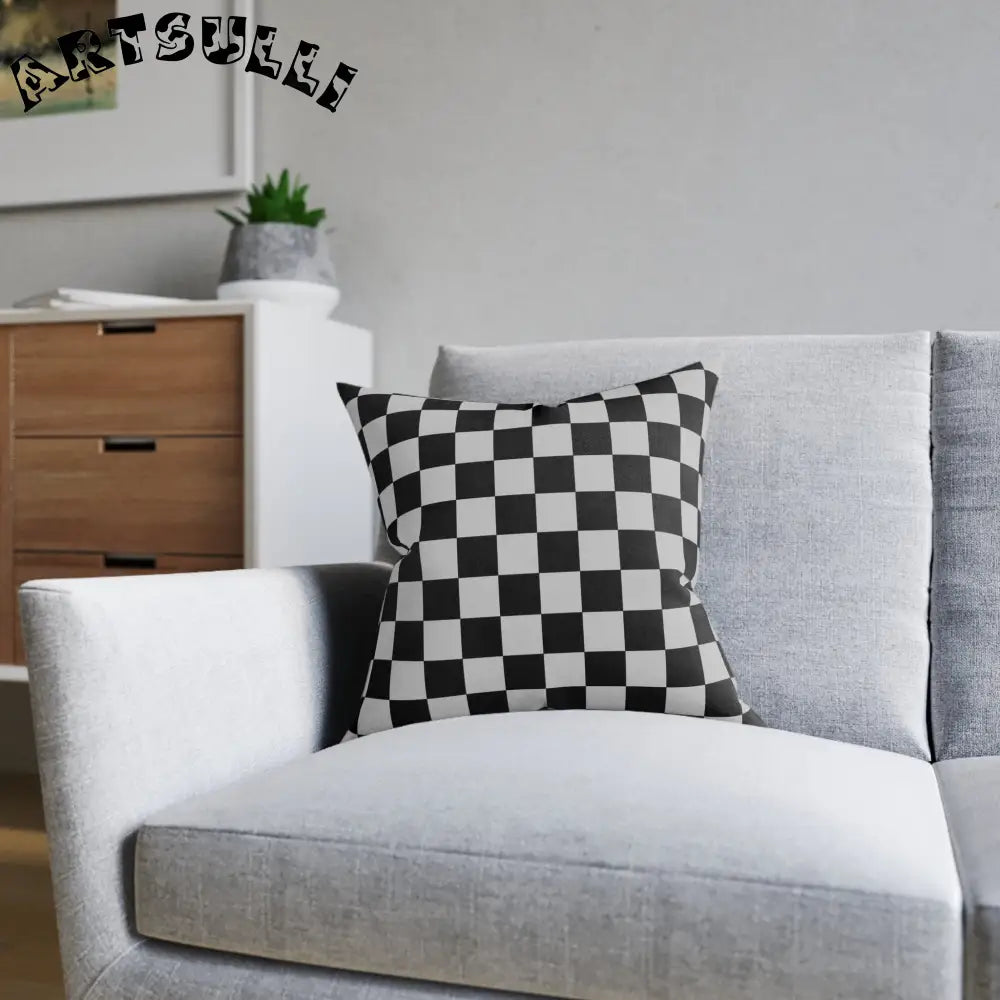 Black and White Checkered Throw Pillow, Artsulli - Art is Long, Life is Short, Home Decor, , , , , , , 