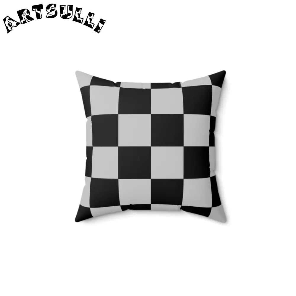 Black and White Checkered Throw Pillow, Artsulli - Art is Long, Life is Short, Home Decor, Size, 14" × 14", , , , , 38630636929835875402