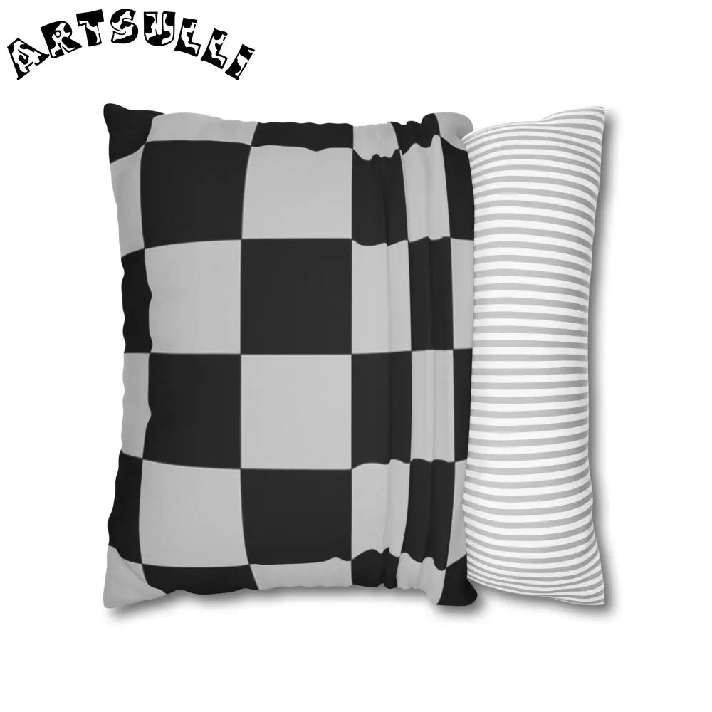 Black and White Checkered Throw Pillowcase, Artsulli - Art is Long, Life is Short, Home Decor, , , , , , , 