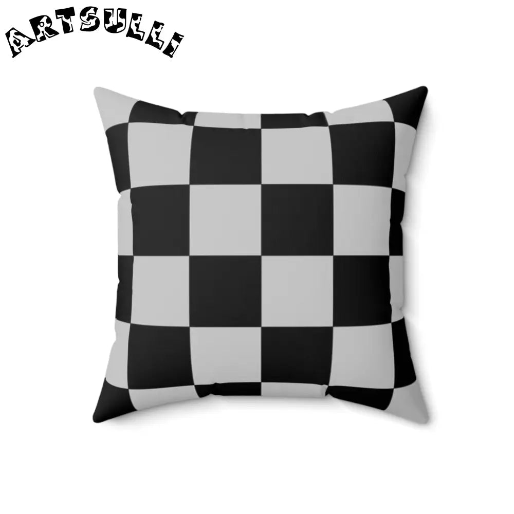 Black and White Checkered Throw Pillow, Artsulli - Art is Long, Life is Short, Home Decor, Size, 18" × 18", , , , , 86510123549664158543