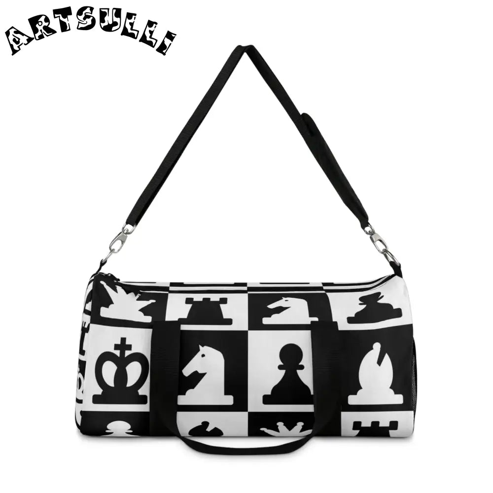 JAKKOUTTHEBXX Black and White Chess Duffel Bag 2025