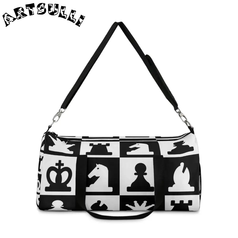 JAKKOUTTHEBXX Black and White Chess Duffel Bag 2025