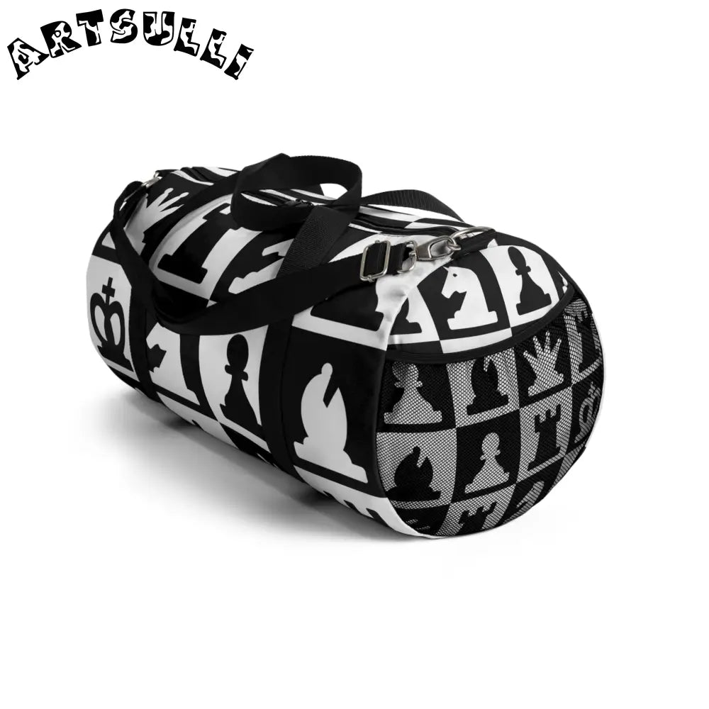 JAKKOUTTHEBXX Black and White Chess Duffel Bag 2025
