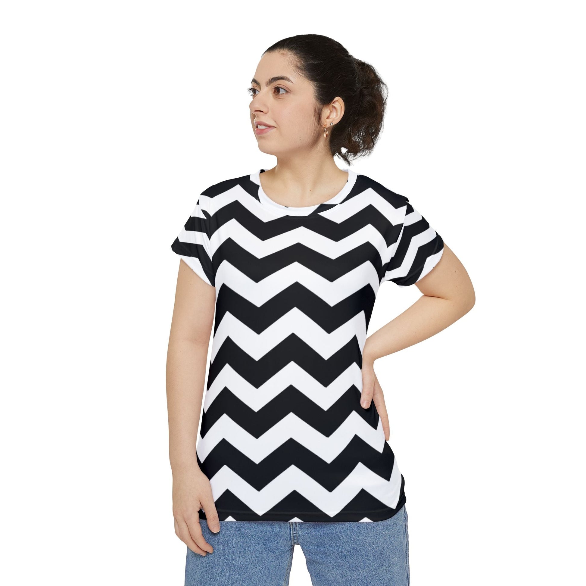 Black and White Chevron All Over Print Tee, Artsulli - Art is Long, Life is Short, All Over Prints, , , , , , , 