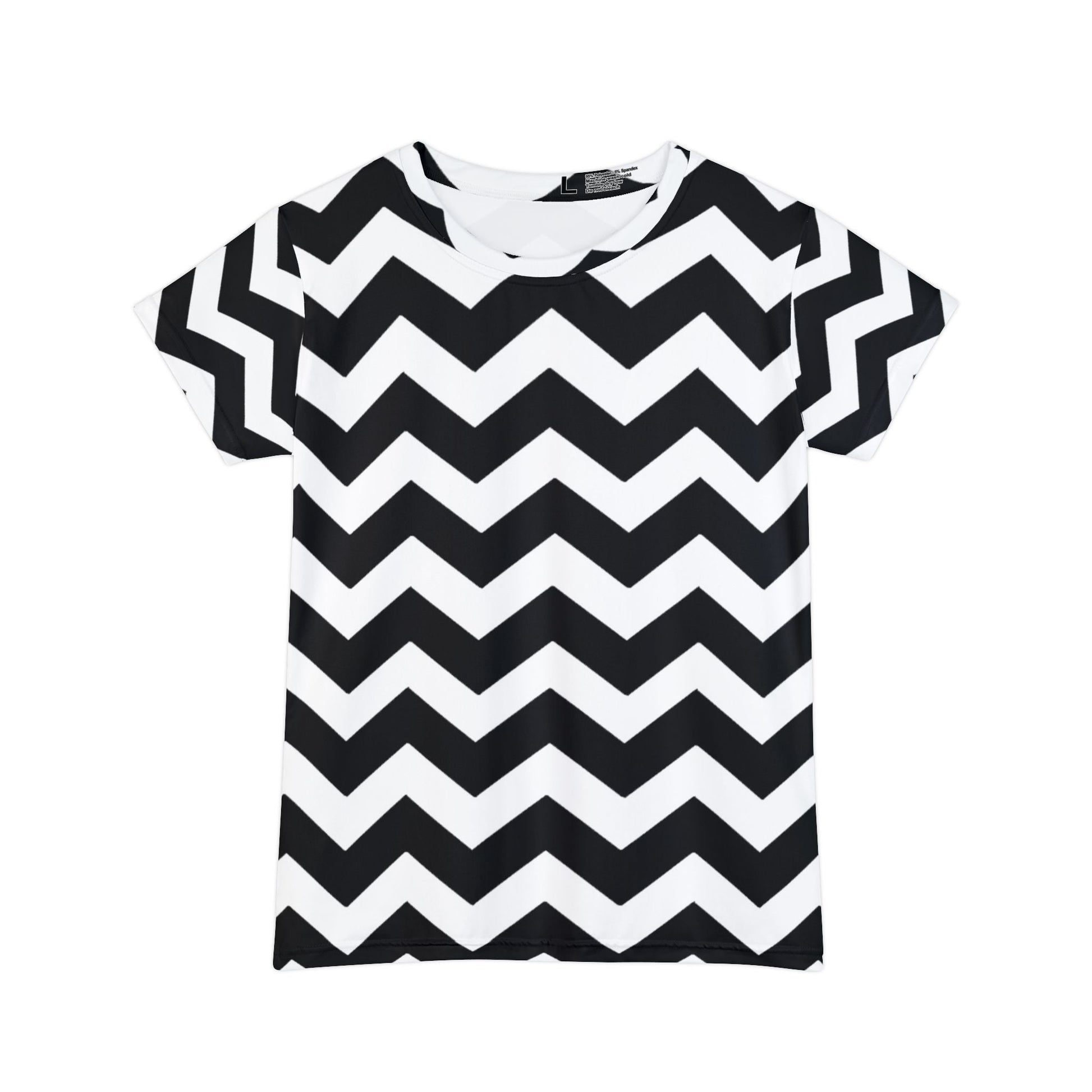 Black and White Chevron All Over Print Tee, Artsulli - Art is Long, Life is Short, All Over Prints, Size, XS, , , , , 31640172094945619684