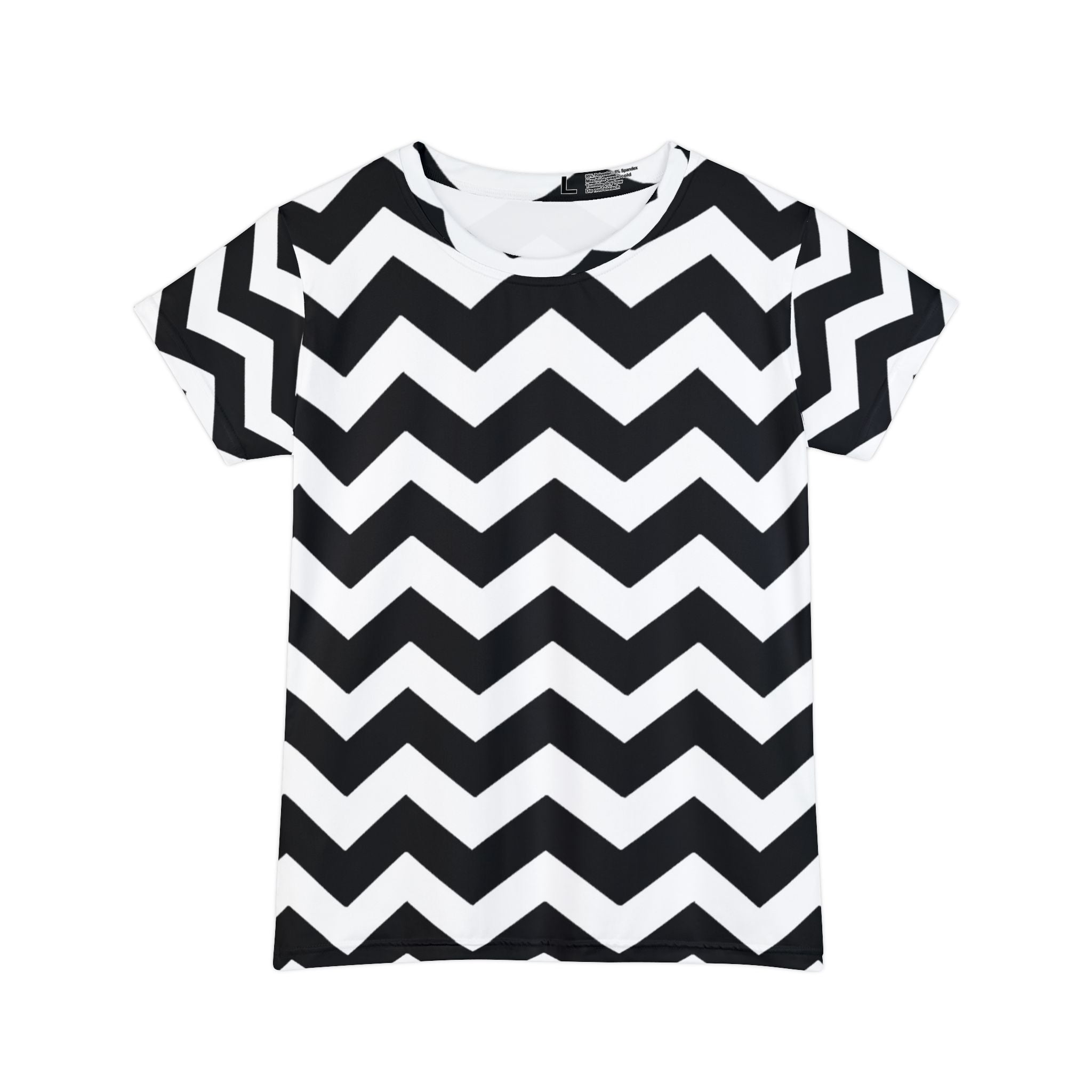Black and White Chevron All Over Print Tee, Artsulli - Art is Long, Life is Short, All Over Prints, Size, XS, , , , , 31640172094945619684