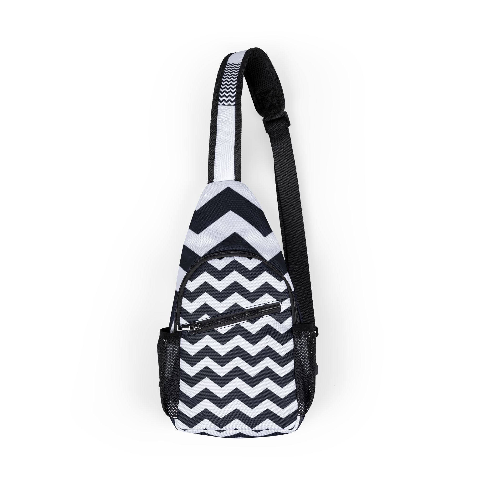 Black and White Chevron Chest Bag, Artsulli - Art is Long, Life is Short, Bags, Size, One size, , , , , 22601810167504873111