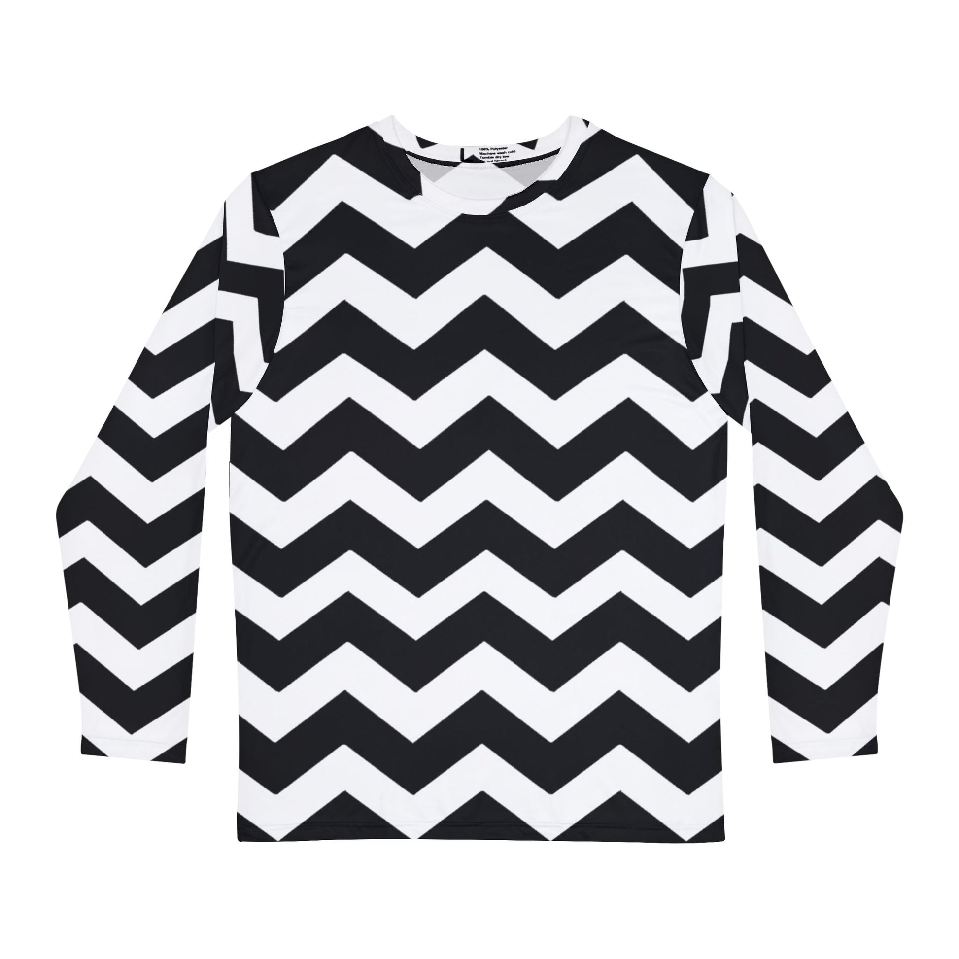 Black and White Chevron Long-Sleeve Shirt, Artsulli - Art is Long, Life is Short, All Over Prints, Size, XS, , , , , 21830419509238209806