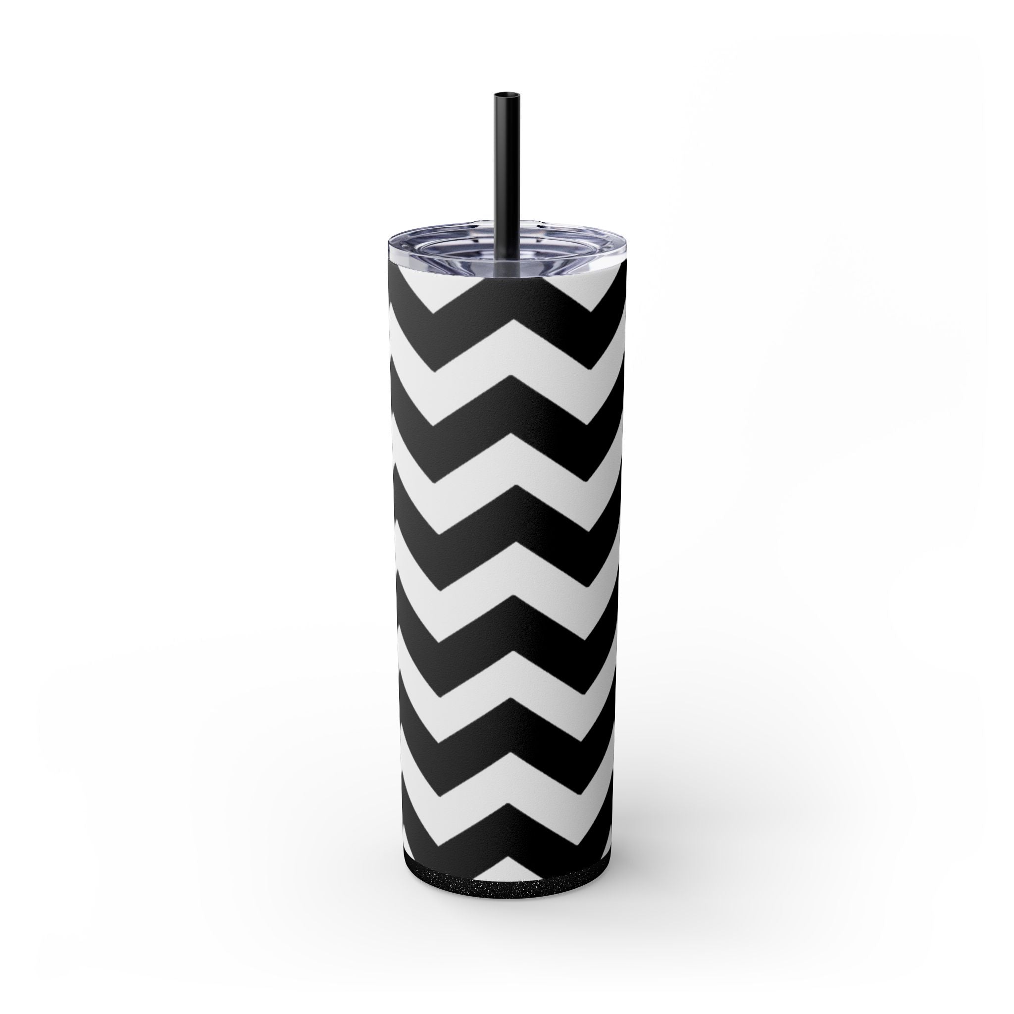 Black and White Chevron Skinny Tumbler, Artsulli - Art is Long, Life is Short, Mug, Finish, Glossy, Color, Glitter Black, Size, 20oz, 15491555520323498076