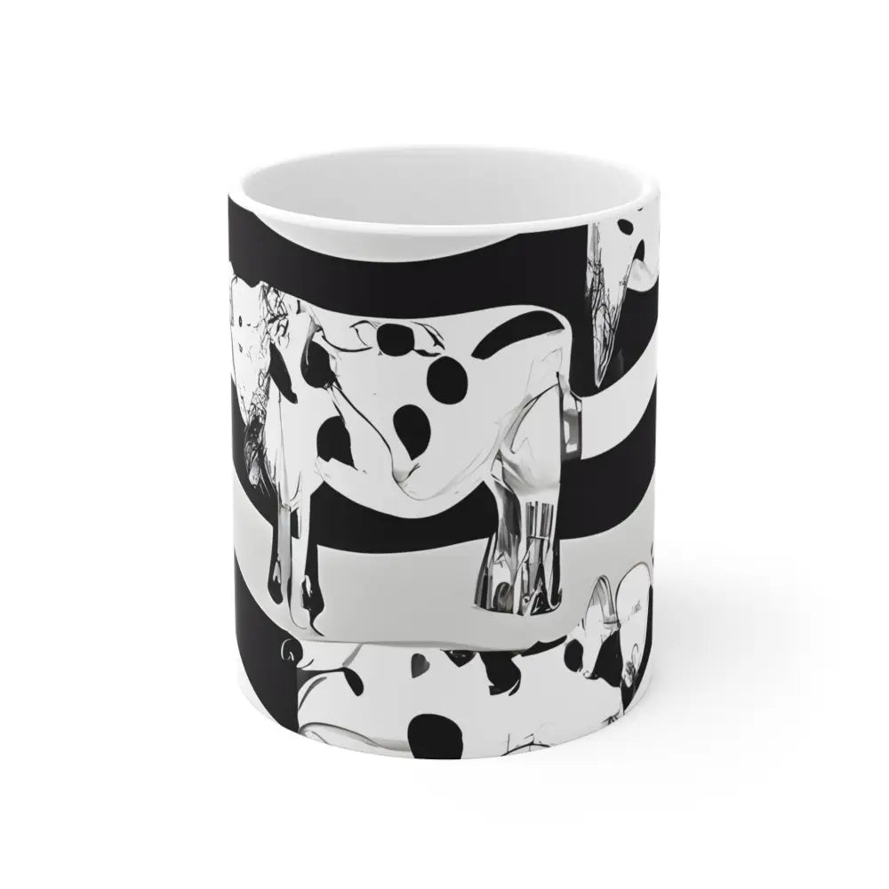 Black and White Cow Pattern Ceramic Mug 11oz Cattle Line, Artsulli - Art is Long, Life is Short, Mug, Size, 11oz, , , , , 37004352532709