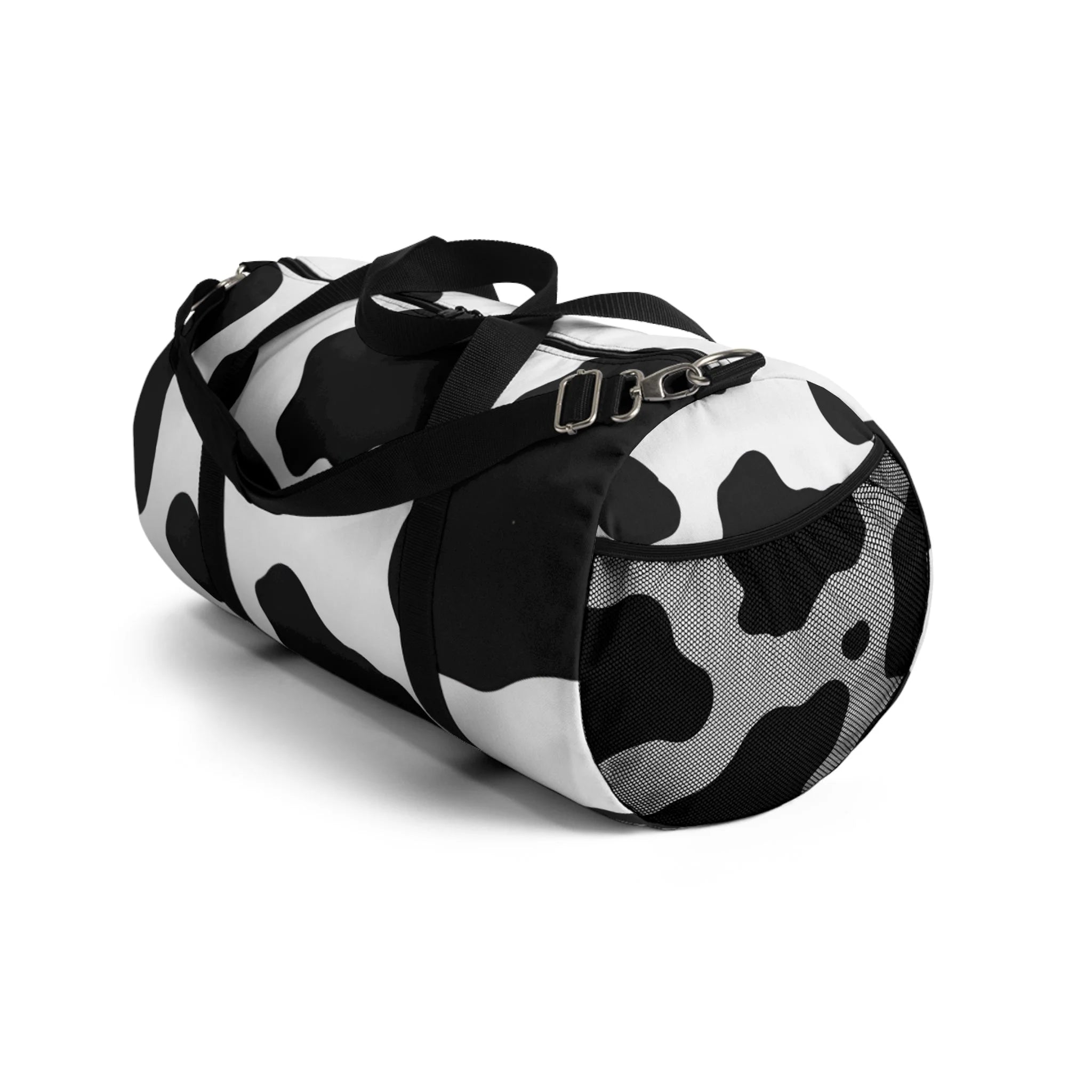 Black and White Cow Print Duffel Bag with Shoulder Strap, Artsulli - Art is Long, Life is Short, Bags, , , , , , , 