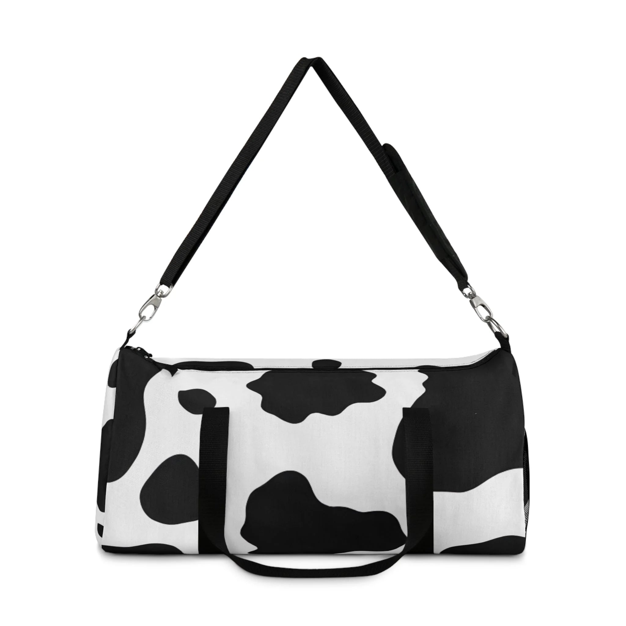 Black and White Cow Print Duffel Bag with Shoulder Strap, Artsulli - Art is Long, Life is Short, Bags, , , , , , , 