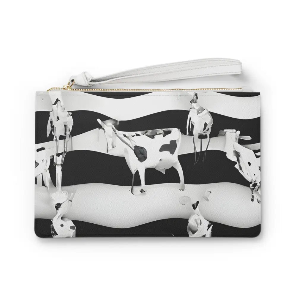 Black and White Cow Print Faux Leather Clutch Bag Tentacles Wrapped, Artsulli - Art is Long, Life is Short, Bags, Size, One size, , , , , 37228752590341