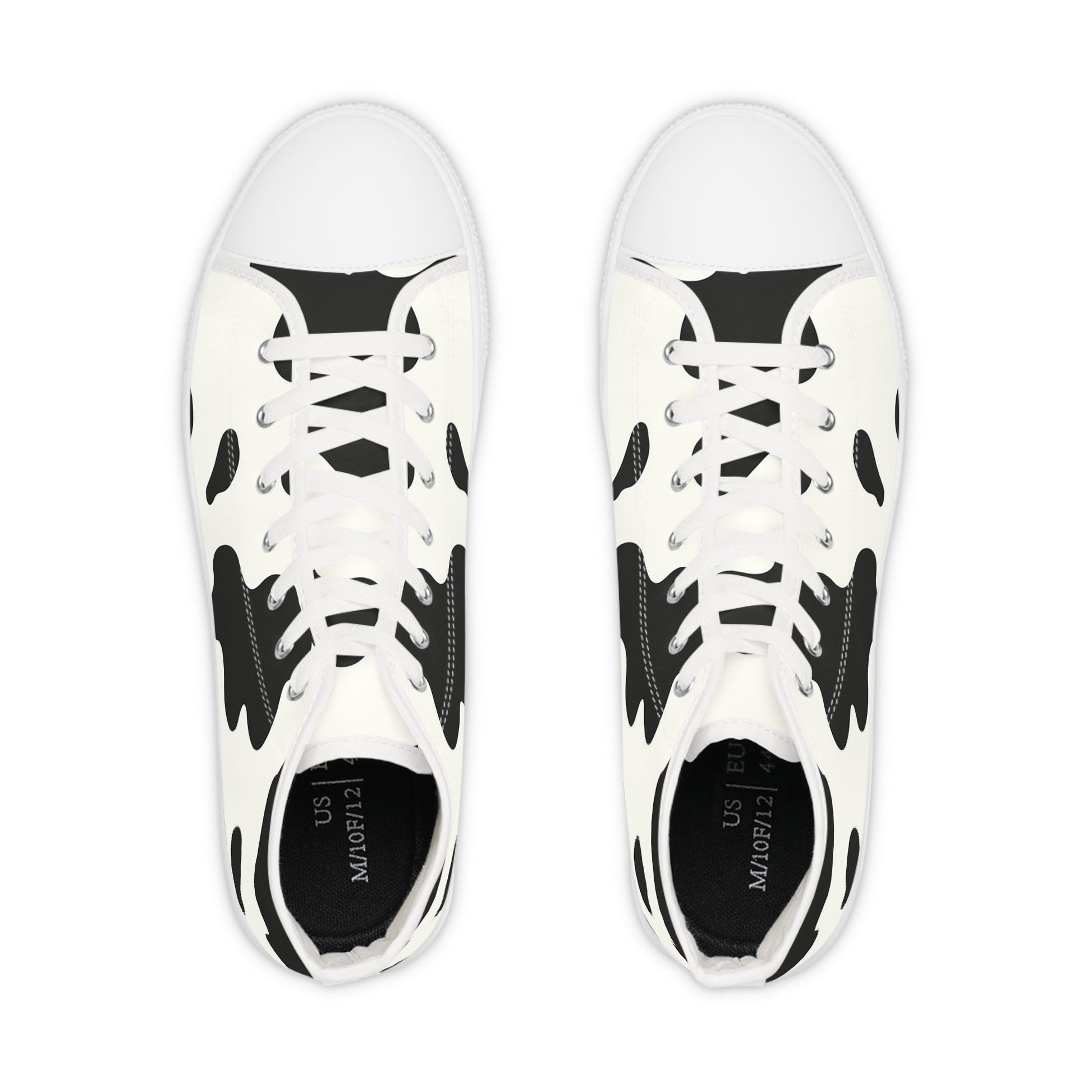 Black and White Cow Print High Top Sneakers, Artsulli - Art is Long, Life is Short, Shoes, , , , , , , 