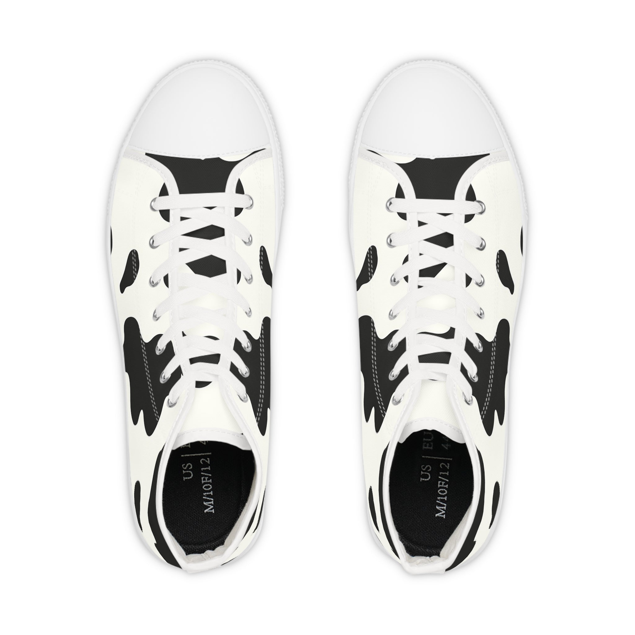 Black and White Cow Print High Top Sneakers, Artsulli - Art is Long, Life is Short, Shoes, , , , , , , 