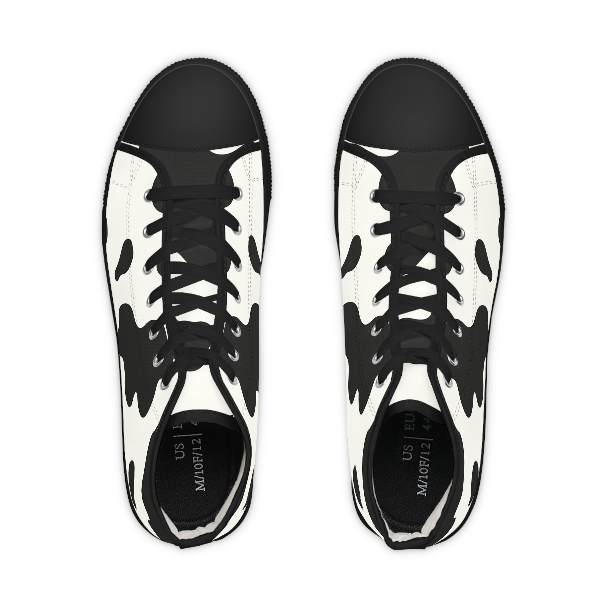 Black and White Cow Print High Top Sneakers, Artsulli - Art is Long, Life is Short, Shoes, , , , , , , 