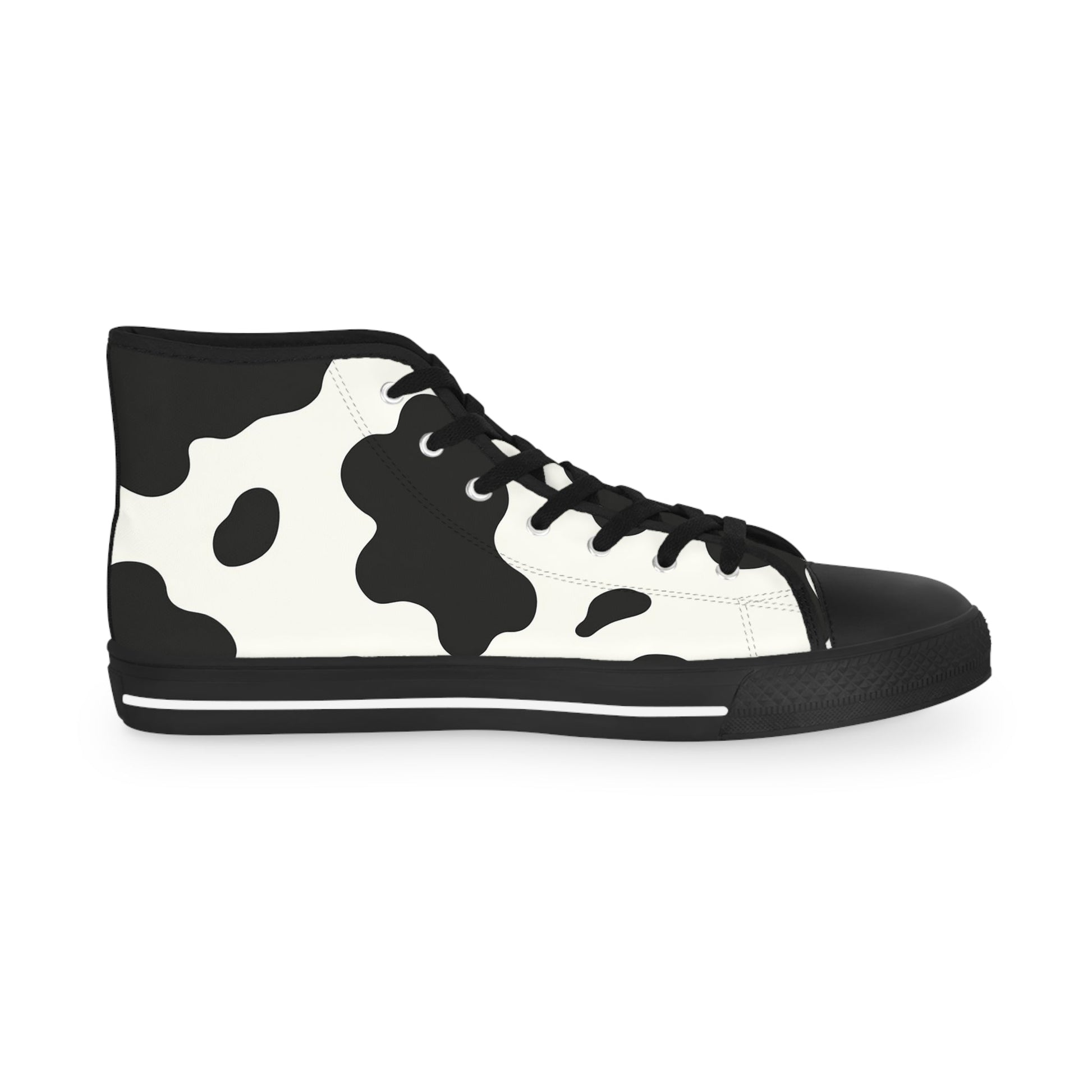 Black and White Cow Print High Top Sneakers, Artsulli - Art is Long, Life is Short, Shoes, , , , , , , 