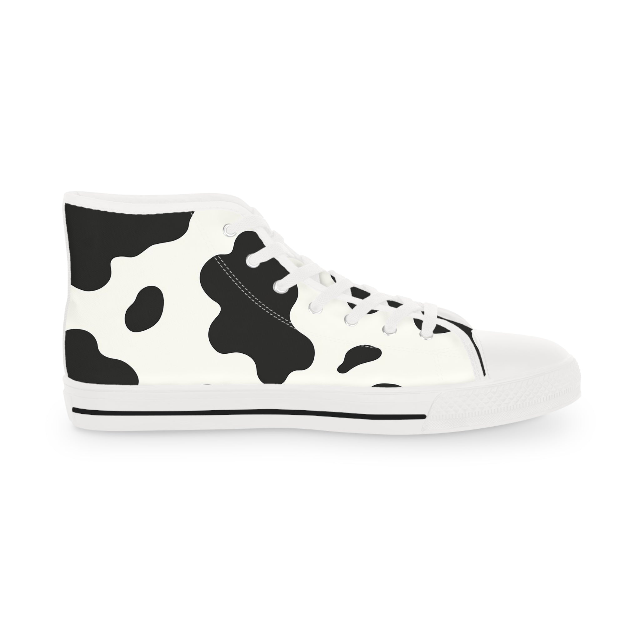 Black and White Cow Print High Top Sneakers, Artsulli - Art is Long, Life is Short, Shoes, , , , , , , 