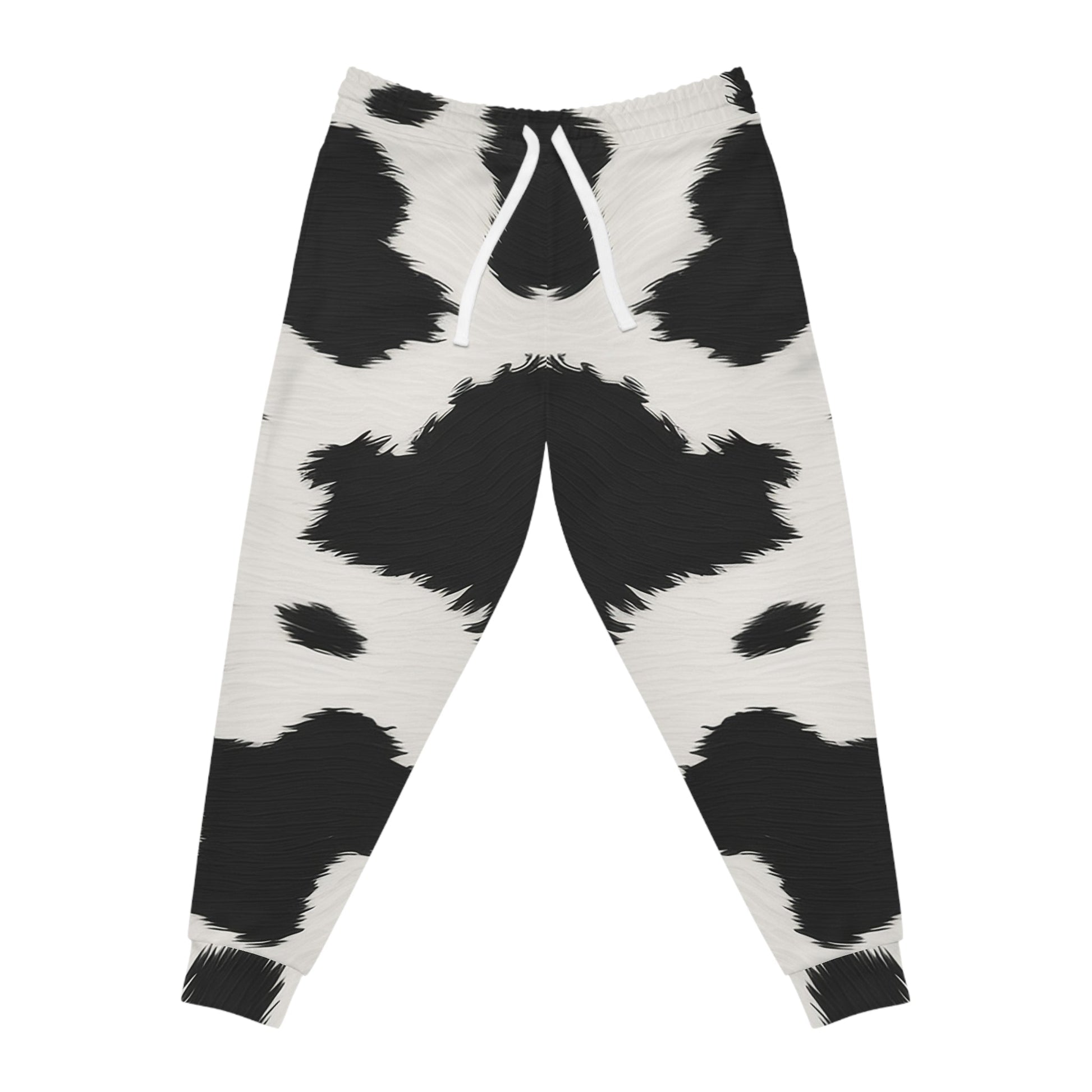 Black and White Cow Print Joggers, Artsulli - Art is Long, Life is Short, All Over Prints, Size, S, Color, Seam thread color automatically matched to design, , , 32480357623906553633
