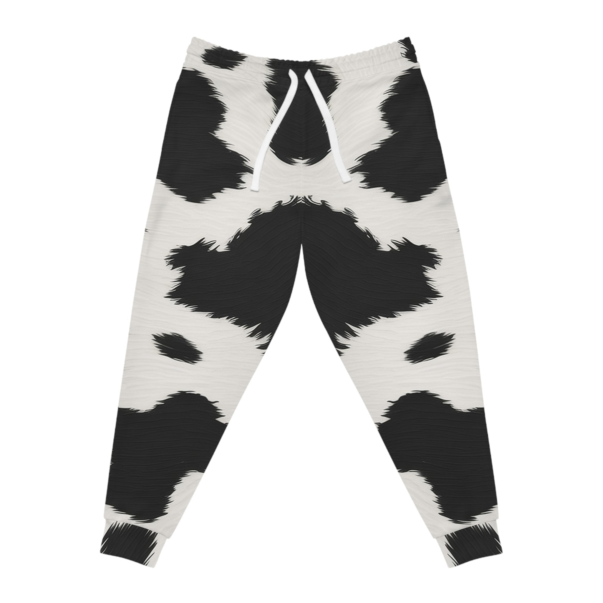 Black and White Cow Print Joggers, Artsulli - Art is Long, Life is Short, All Over Prints, Size, S, Color, Seam thread color automatically matched to design, , , 32480357623906553633