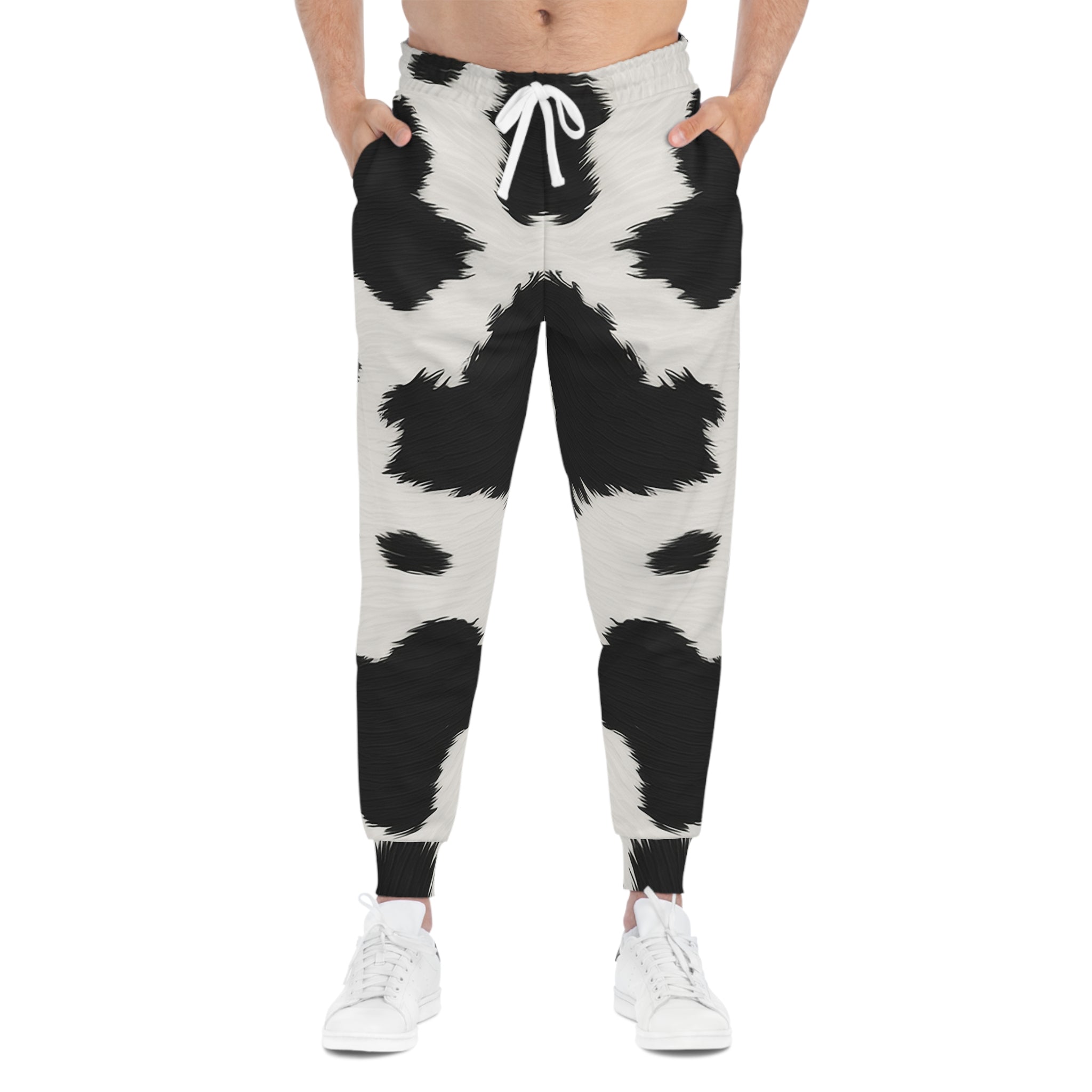 Black and White Cow Print Joggers, Artsulli - Art is Long, Life is Short, All Over Prints, , , , , , , 
