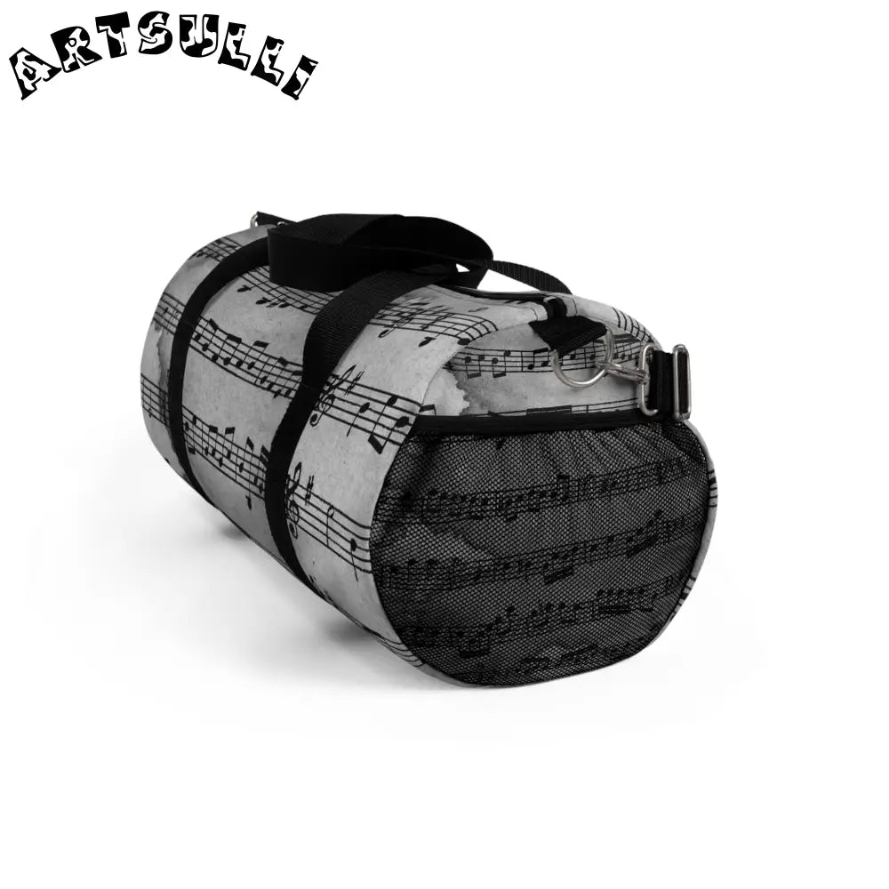 JAKKOUTTHEBXX Black and White Music Sheet Duffel Bag 2025