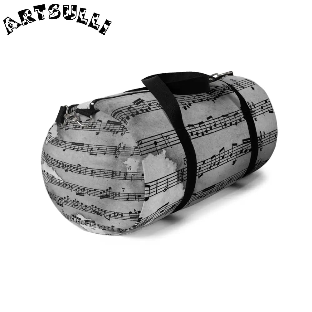 JAKKOUTTHEBXX Black and White Music Sheet Duffel Bag 2025
