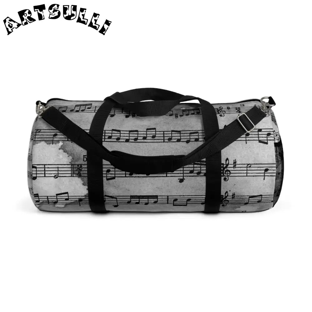 JAKKOUTTHEBXX Black and White Music Sheet Duffel Bag 2025