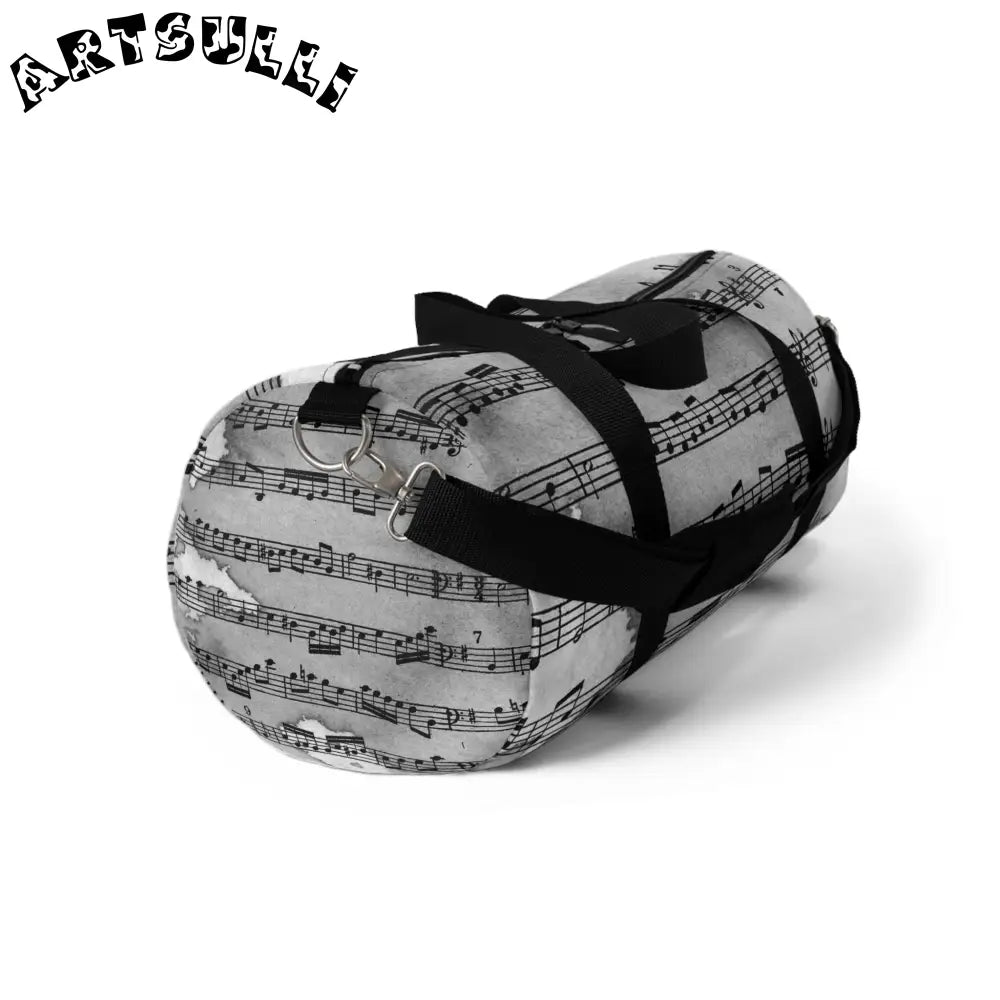 JAKKOUTTHEBXX Black and White Music Sheet Duffel Bag 2025