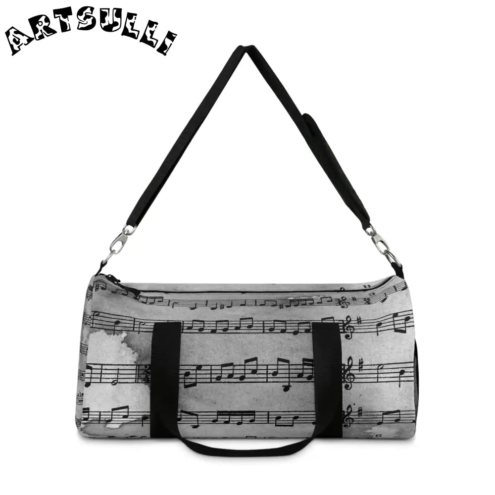 JAKKOUTTHEBXX Black and White Music Sheet Duffel Bag 2025