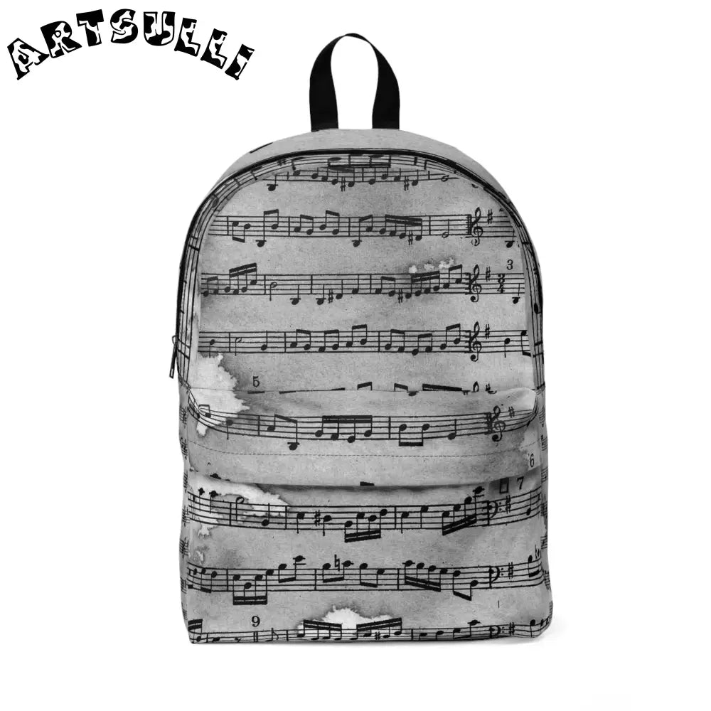 Black and White Sheet Music Backpack, Artsulli - Art is Long, Life is Short, Bags, Size, One size, , , , , 32966177949351305017