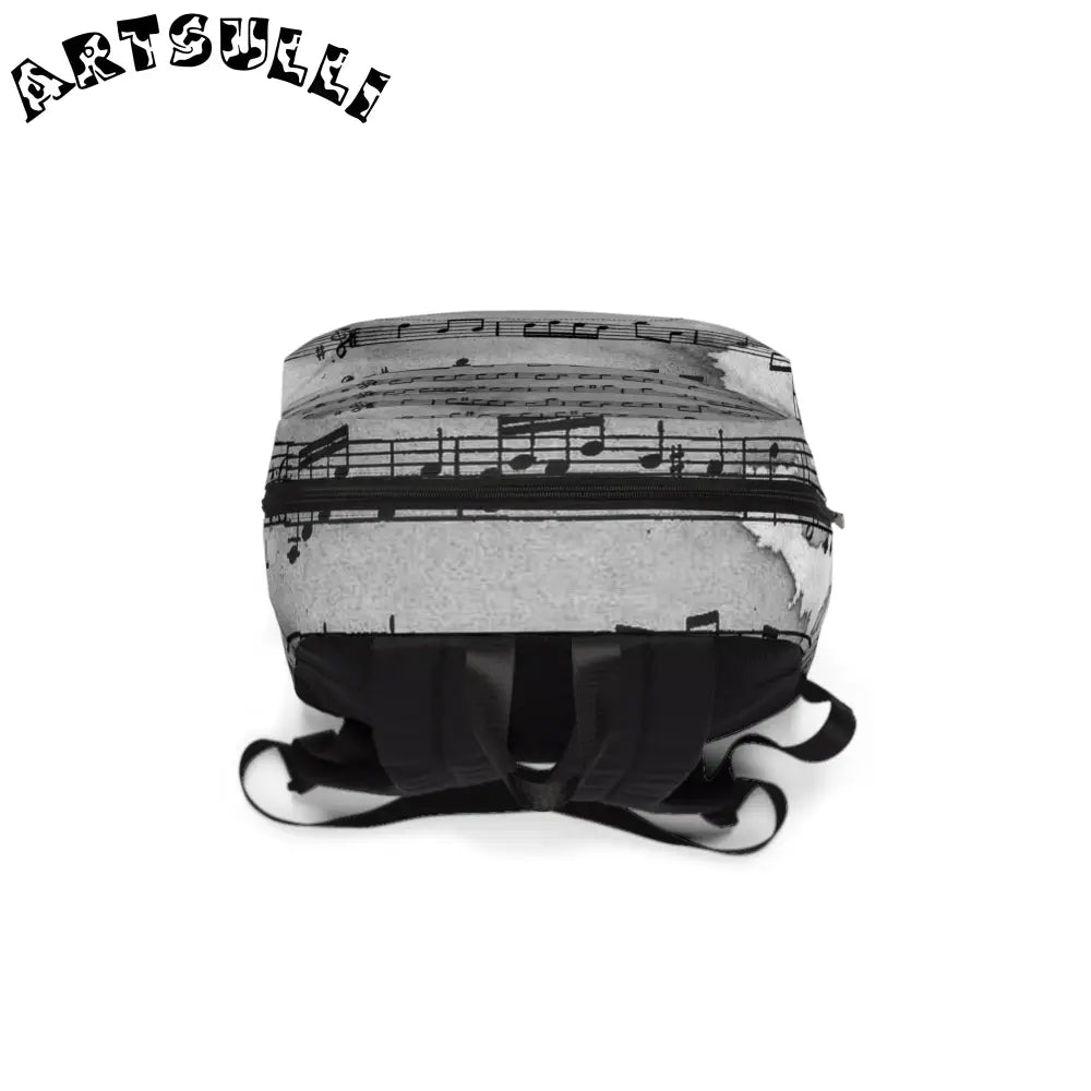 Black and White Sheet Music Backpack, Artsulli - Art is Long, Life is Short, Bags, , , , , , , 