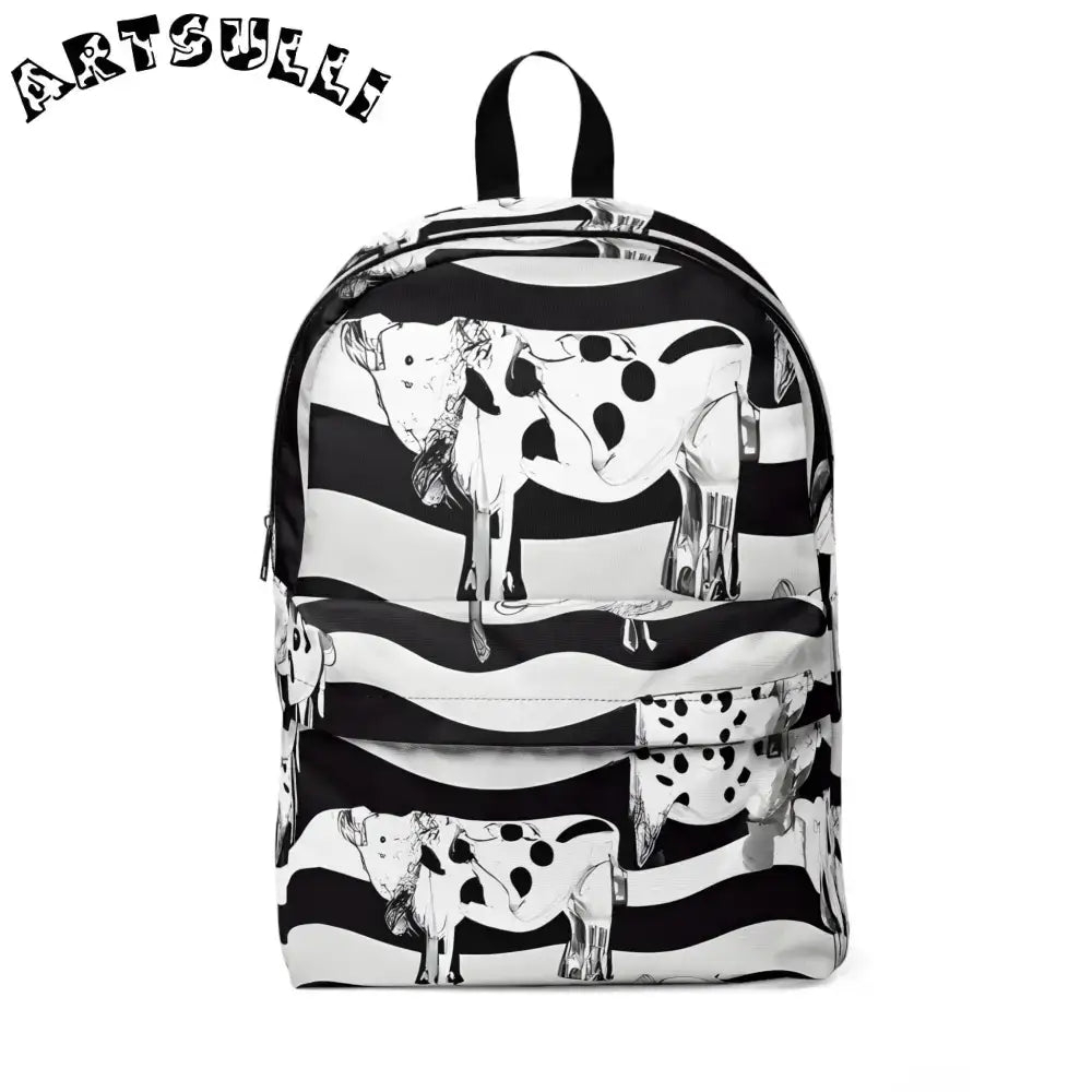 JAKKOUTTHEBXX Black and White Striped Cow Illustration Backpack for Carrying Comfort 2025