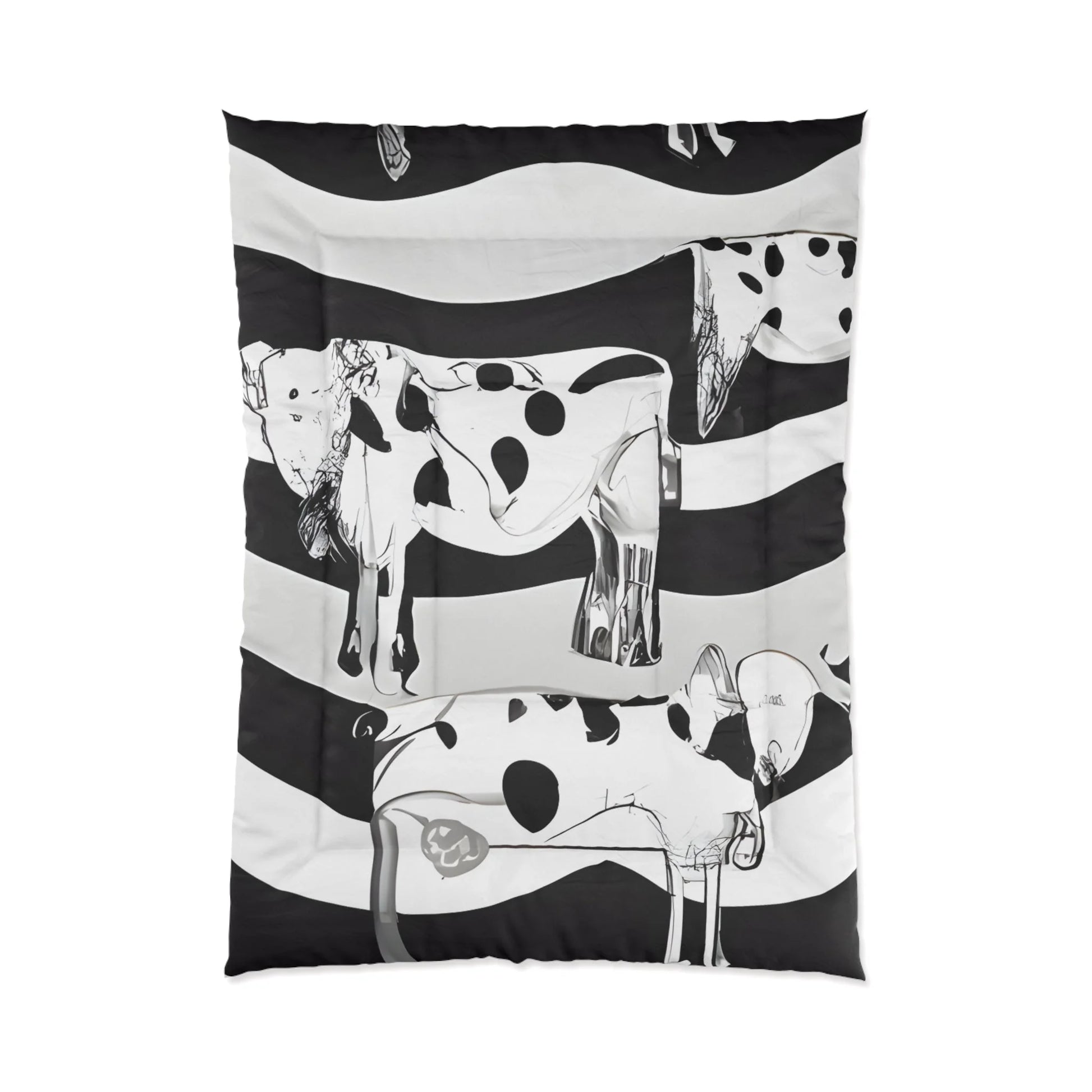 Black and White Striped Cow Print Comforter, Artsulli - Art is Long, Life is Short, Home Decor, Size, 68" × 92", , , , , 36635661274043