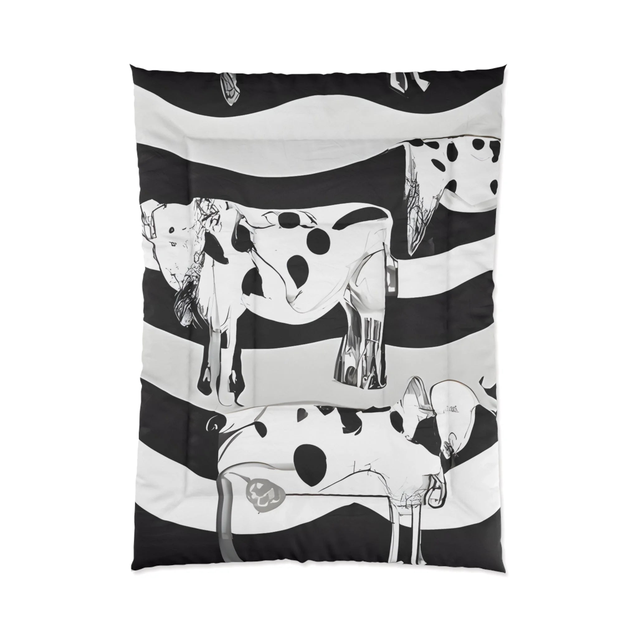 Black and White Striped Cow Print Comforter, Artsulli - Art is Long, Life is Short, Home Decor, Size, 68" × 92", , , , , 36635661274043