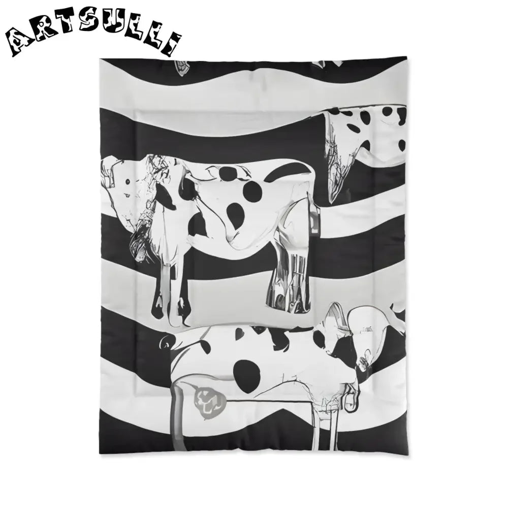 Black and White Striped Cow Print Comforter, Artsulli - Art is Long, Life is Short, Home Decor, , , , , , , 