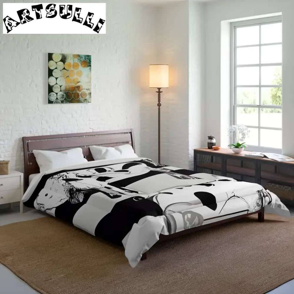 Black and White Striped Cow Print Comforter, Artsulli - Art is Long, Life is Short, Home Decor, , , , , , , 