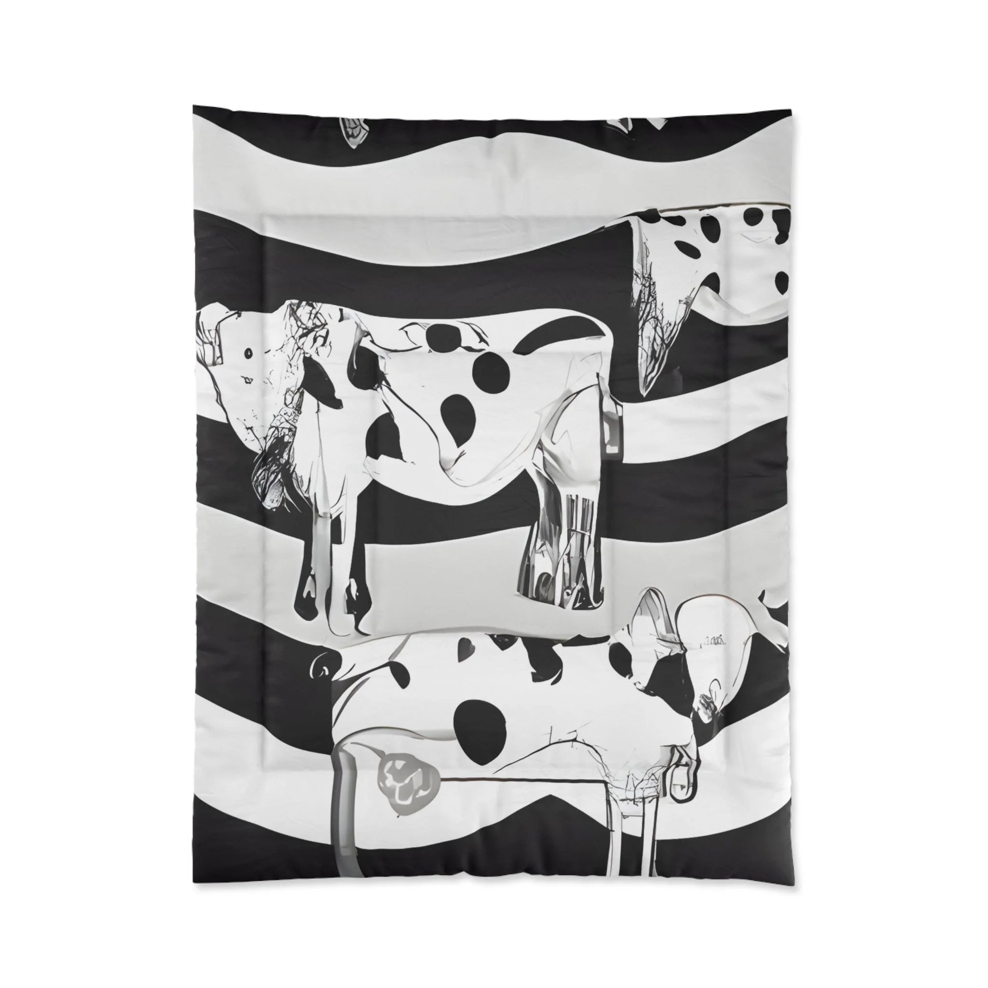 Black and White Striped Cow Print Comforter, Artsulli - Art is Long, Life is Short, Home Decor, Size, 68" × 88", , , , , 36640582673126