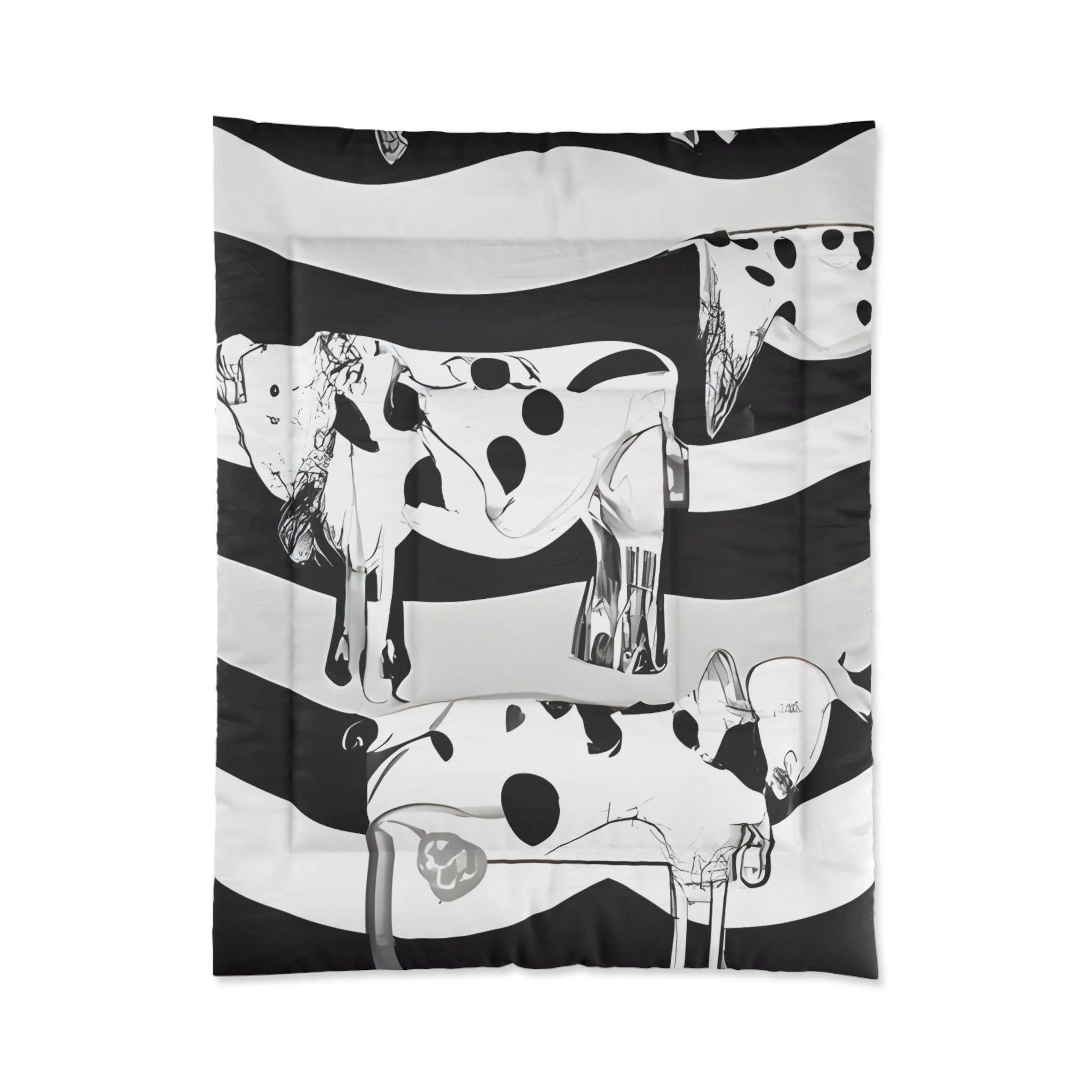 Black and White Striped Cow Print Comforter, Artsulli - Art is Long, Life is Short, Home Decor, Size, 68" × 88", , , , , 36640582673126