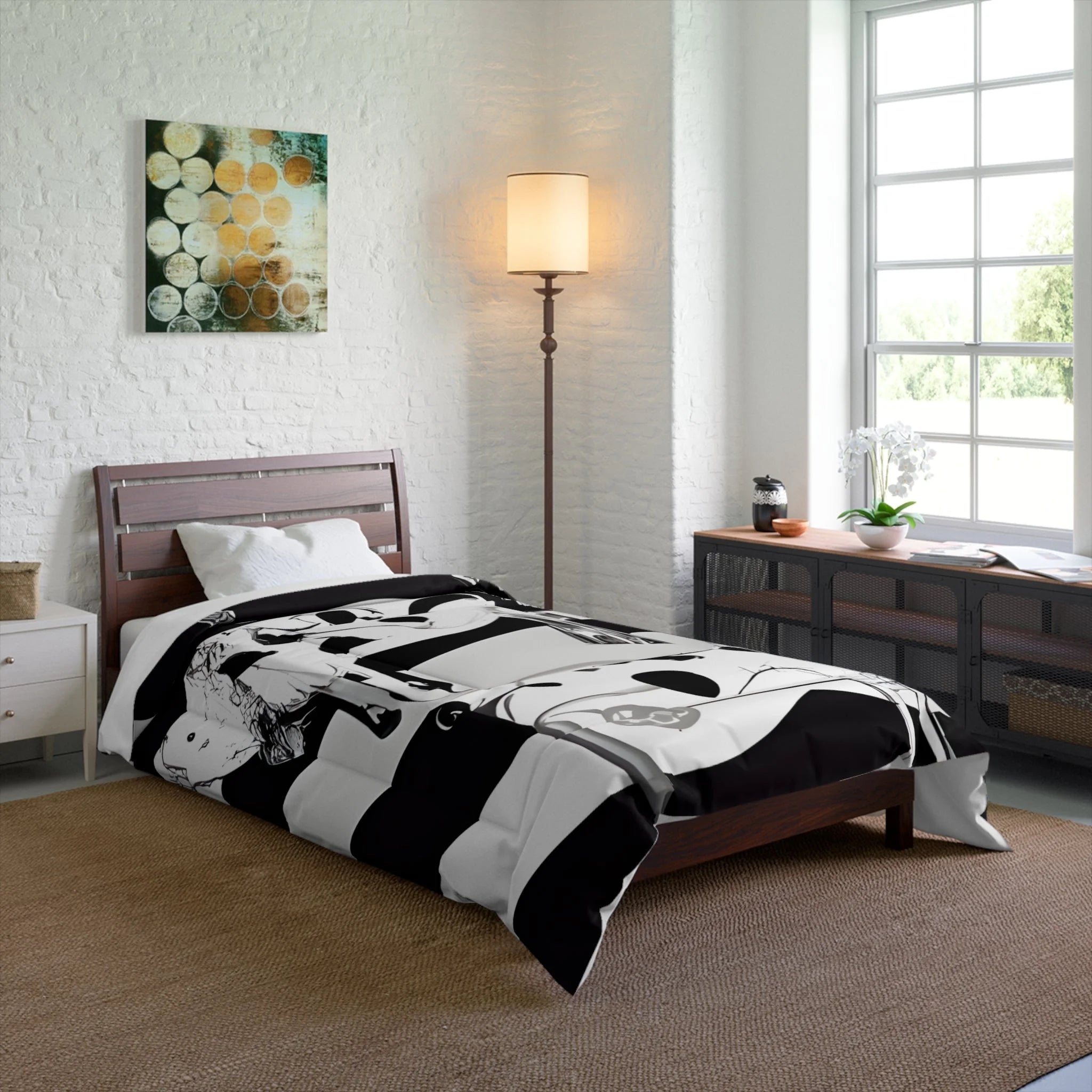Black and White Striped Cow Print Comforter, Artsulli - Art is Long, Life is Short, Home Decor, , , , , , , 