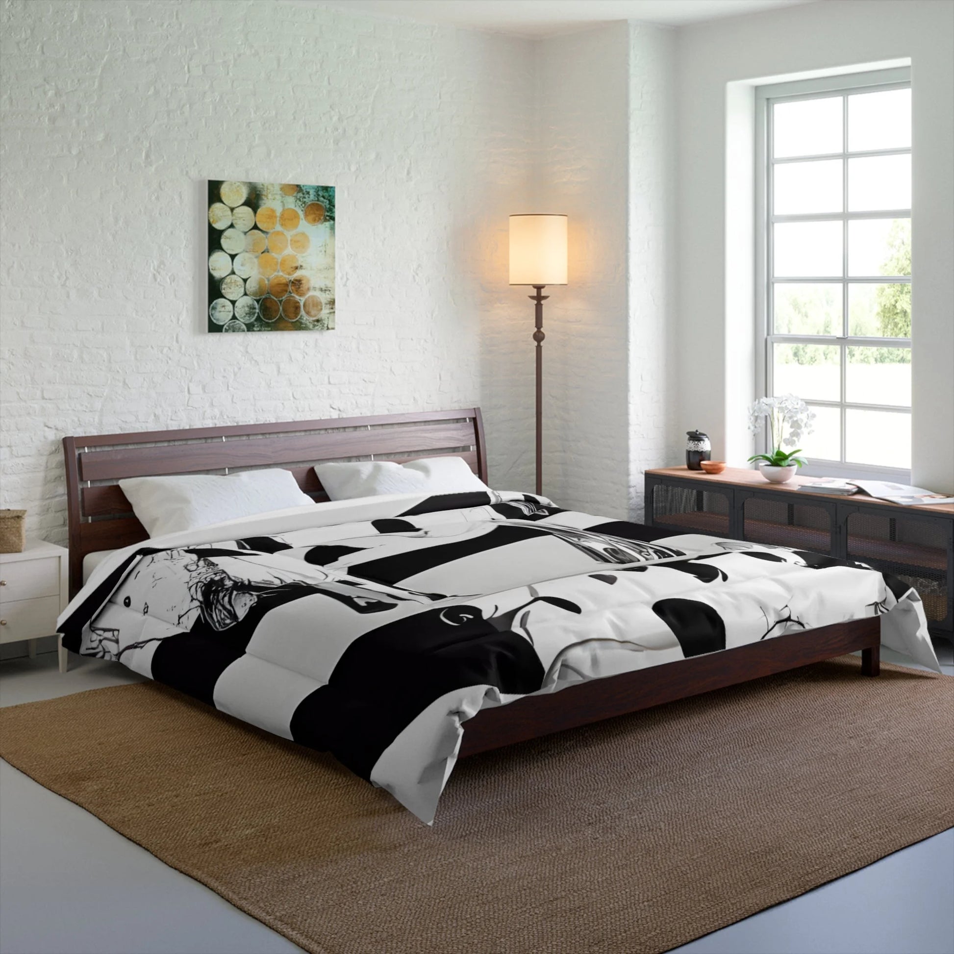 Black and White Striped Cow Print Comforter, Artsulli - Art is Long, Life is Short, Home Decor, , , , , , , 