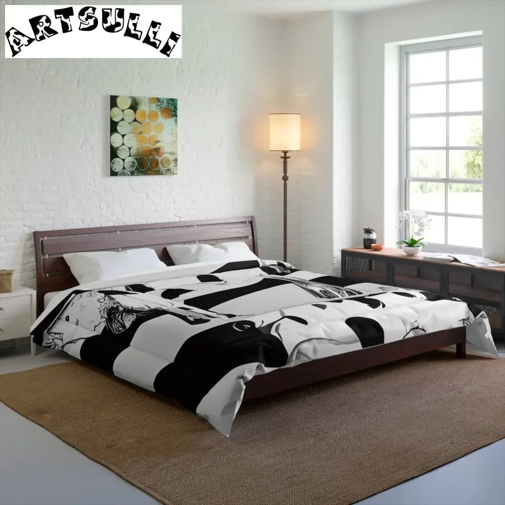 Black and White Striped Cow Print Comforter, Artsulli - Art is Long, Life is Short, Home Decor, , , , , , , 
